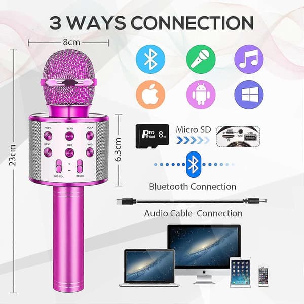 Leksaker för flickor 3-12 år, Bluetooth Barnmikrofon Presenter för 4-10 Årsdagspresenter för 5-12 Årig Flicka