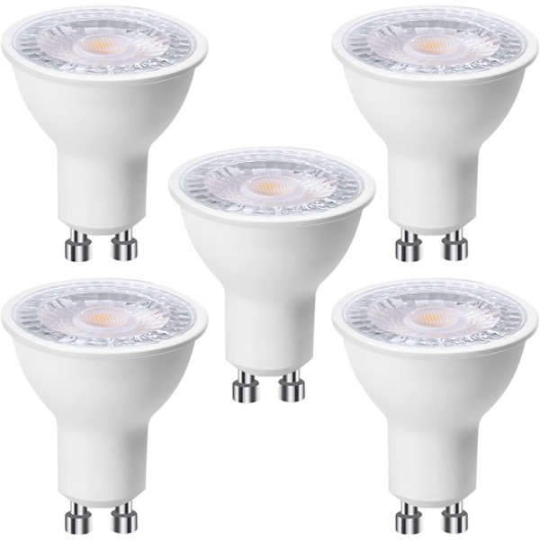5 stk. GU10 LED-pærer 6 W (svarende til 60 W), varm hvid 3000K 500 lumen, Gu10 LED-pære 120° brede stråler, flimmerfri indbygget spotlight, dæmpbar