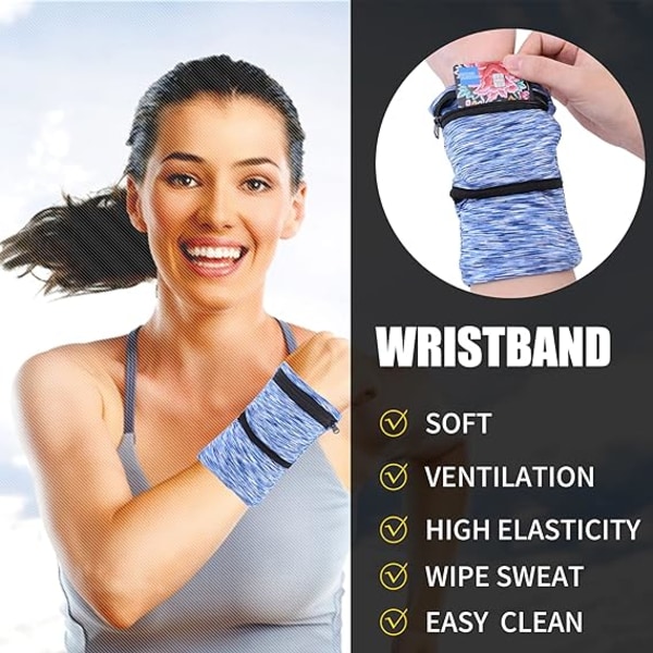 Armbandsficka, fickplånbok med blixtlås för löpning, promenader, vandring