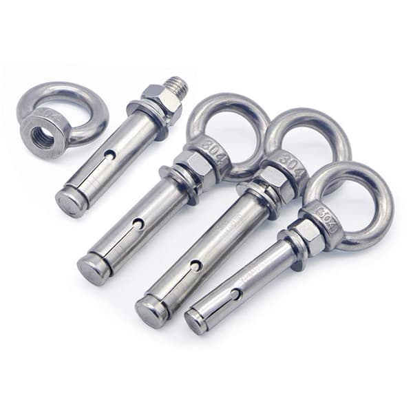 4-pack M6 x 60 mm expanderbara öglebultar i 304 rostfritt stål, lyftöglor för vägg-, murverks- och betonginstallation