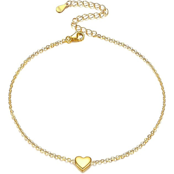 Hopea/Kulta Anklet, Sydänriipus Jalkaketju, Naisille Kesä Ranta Sandaalit Paljain Jaloin Korut Gold