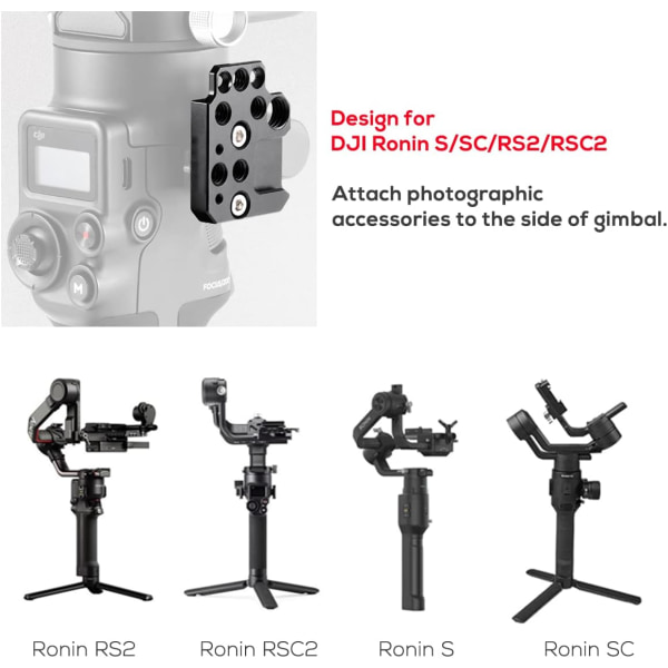 Sidoutvidgningsfäste för DJI Ronin S/SC/RS2/RSC2, stabilisatorutvidgningsfäste för videoljus, mikrofon, monitor