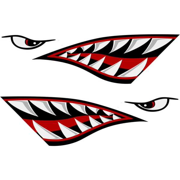 Reflekterande haj tänder mun klistermärken grafik dekal fiskebåt kanot bil lastbil kajak dekaler tillbehör