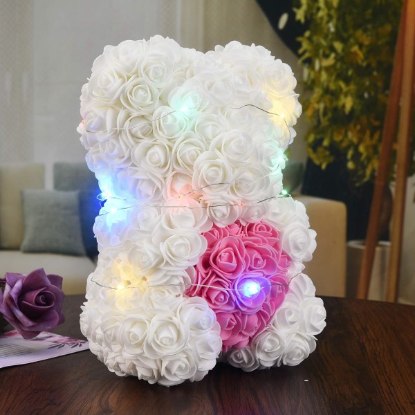 25cm Rose Teddy Bear Rose Blomma Björn White