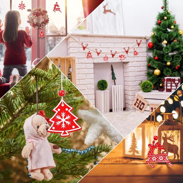 Träjulgransdekorationssats Julgranshängande Smycken - Träprydnader för Trädvägg