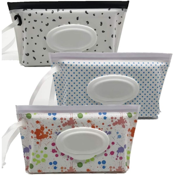 Portabel Våtservettspåse Dispenser, Återanvändbar Babyblöjhållare, Påfyllningsbar Personlig Resekopplingsdispenser [3-pack]