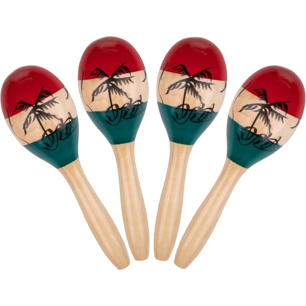 4-pack trä Maracas musikaliskt målat trä Maraca handslagverksinstrument