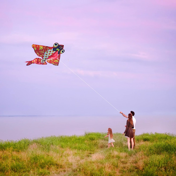 Fargerik livskite for barn og voksne, gullfisk-kite som er enkel å fly Red