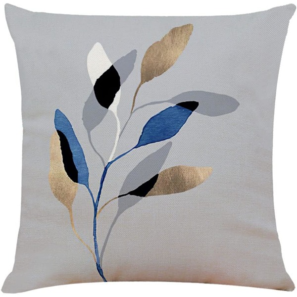 Bladkuddfodral 45cm x 45cm Set om 4 Grå Dekorativa Kuddfodral 18x18 tum Mjuk Polyester Kvadratiska Kuddfodral