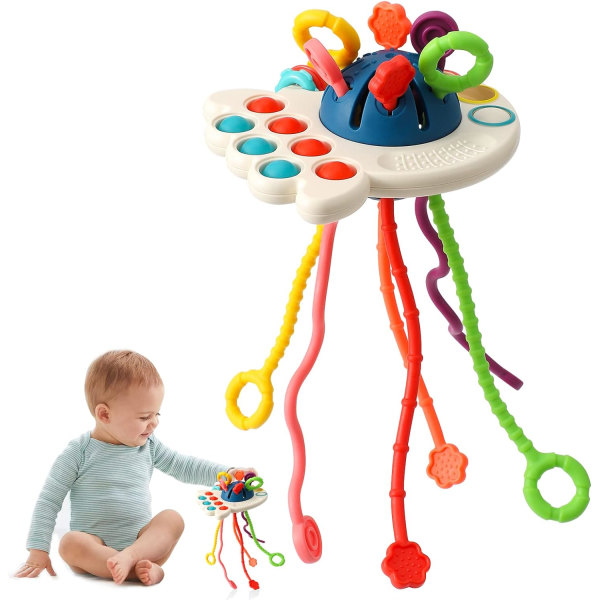 Montessorileksaker, aktivitetsleksak i silikondrag, sensoriska leksaker för småbarn, baby för tidig utveckling, present för 18+ månader