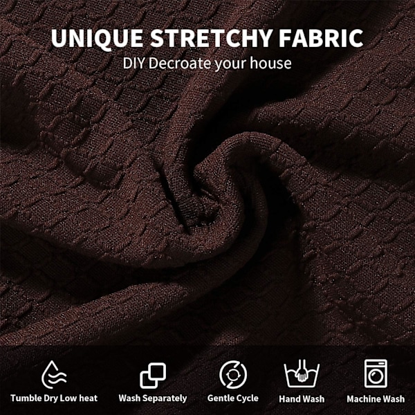 Stretch Jacquard Matstolsöverdrag, Avtagbara Tvättbara Anti-Damm Matsalsstol Sittdyna Överdrag med Band - 2 st Chocolate