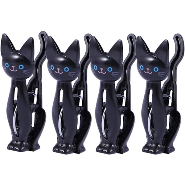 12 st Klädnypor Cartoon Cat Tvättklämmor Kreativa Klämmor Foto Påse Handduk Tvättklämmor Hushållsförslutningsklämmor Black 2.95 x 1.38 x 0.98 inches