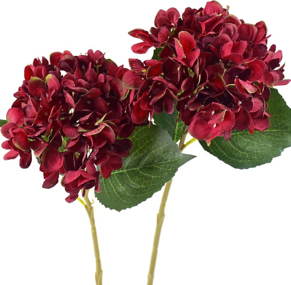 5-pack Konstgjorda Hydrangea Blommor i Silke, Blomsterarrangemang Dekoration 47cm Big red