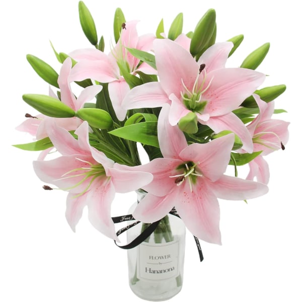 Konstgjorda Blommor 8 st Konstgjorda Liljor med Blomsterkonst Växtblommor Heminredning light pink