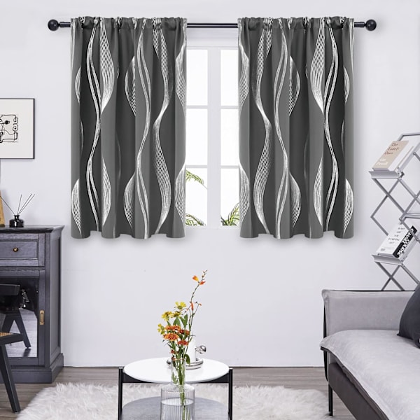 Lystette Gardiner 63 Tommer Lange, Soveroms Gardiner 1 Panel, Termiske Gardiner til Stue, Stripe Gardiner med Bakside-Fane og Stanglomme
