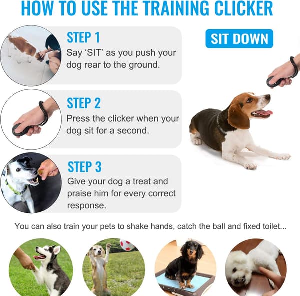 Hundklicker, 2 st hundklicker för träning med handledsrem