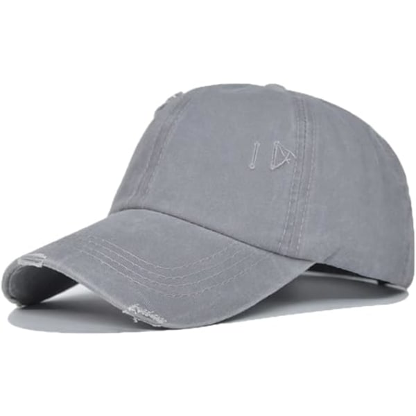 Unisex Vasket Denim Baseball Cap Høj Ponytail Cap[Alle Sæsoner]