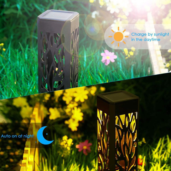 Solcellslampor utomhus, 6-pack trädgårdslampor Soldrivna med varmvita LED-lampor, vattentäta solprydnadslampor Black Shell+warm White Led