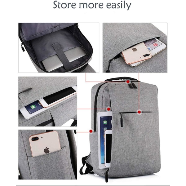 Vandtæt tyverisikringsrygsæk, multifunktionelle forretningsrejser, rygsæk til bærbar computer, med USB-opladningsport