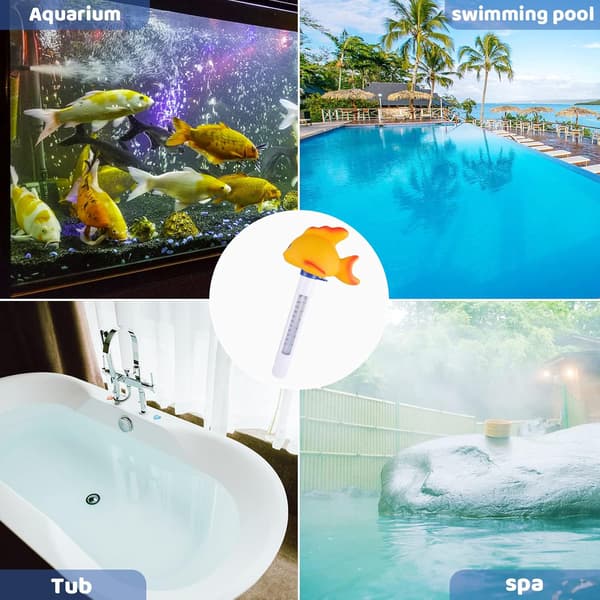 Pooltermometer, Lättläst Stor Termometer med Rep, Flytande Termometer för Utomhus- och Inomhuspooler, Spa och Badtunnor