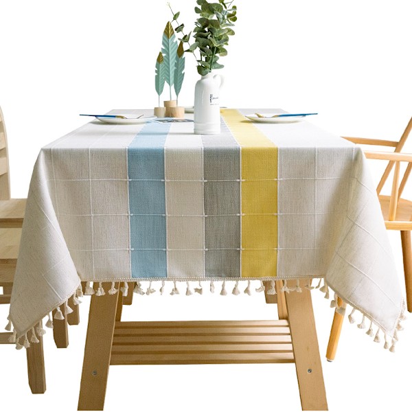 Rektangulär bomulls- och linneduk med tofsar Multicolor 60*60CM