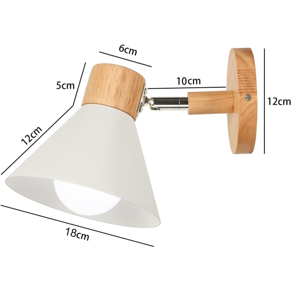Moderne indendørs væglamper E27 Industrielle væglampe Justerbar trævæglampe Væglampe Dekoration til soveværelse Stue Korridor Cafe,Ø18cm,1PC