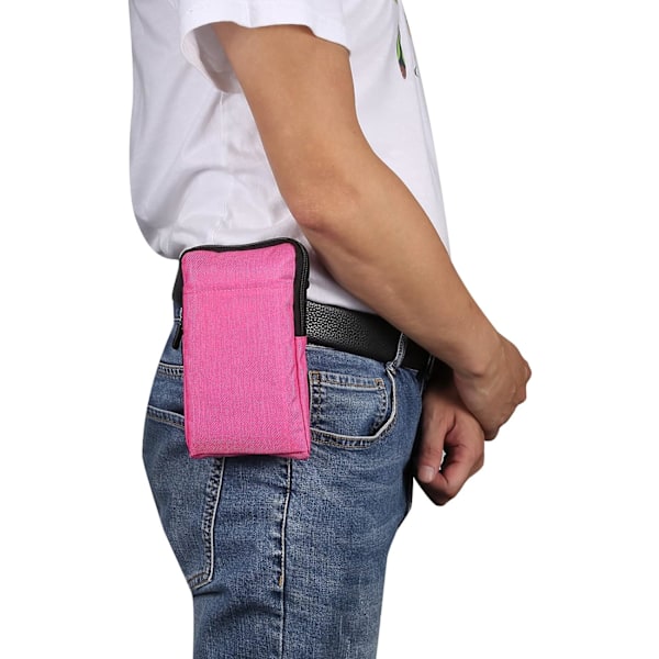 Mobiltelefon Axelväska, Mobiltelefon Bältesklämma, Axelväska Messenger Väska Dragkedja Crossbody rose Red Large size