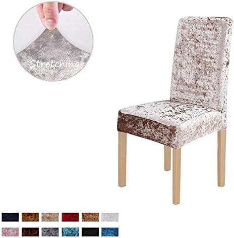 2 st tjocka sammetsstolsöverdrag matstolsöverdrag elastiskt stretchstolsöverdrag Taupe 2pcs