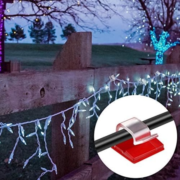 60 stycken utomhuskabelklämmor Julhäftande krokar Kabelhanteringsklämmor Trådljusklämmor för Fairy Light under skrivbord, vägg, bil