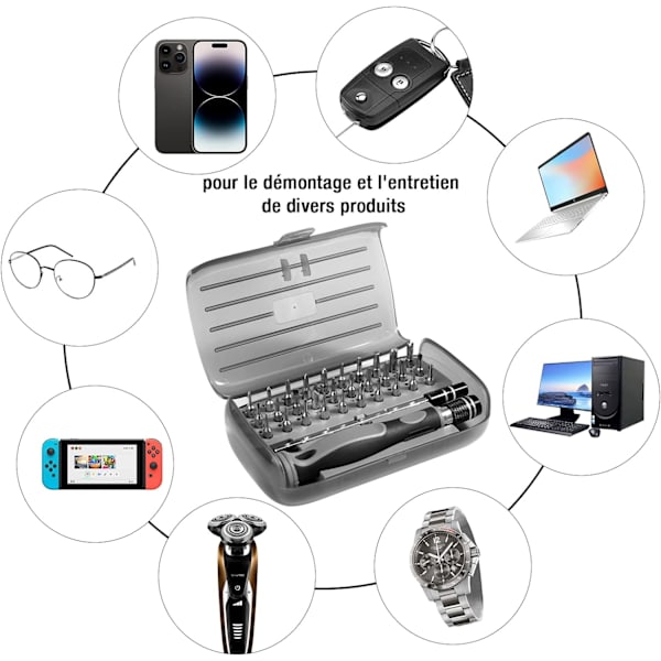 Presisjonsskrutrekkersett 32 i 1, Mini magnetisk skrutrekkersett, DIY elektronikk reparasjonssett, for PC, MacBook, iPhone, Briller, Klokker, Smarttelefon