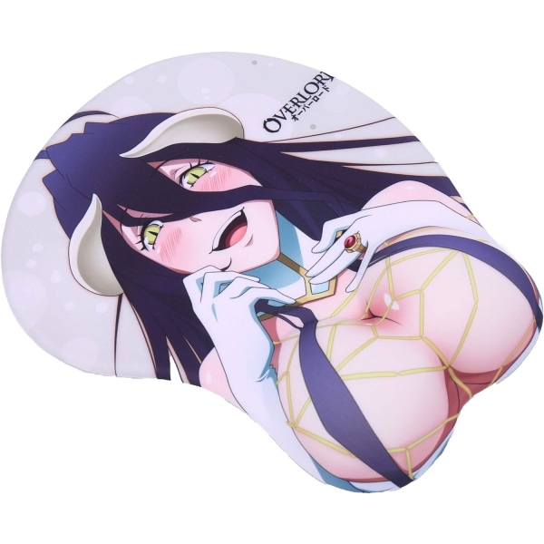 Overlord Albedo 3D Anime Musmatta med handledsstöd Gaming Musmattor 2Way Skin