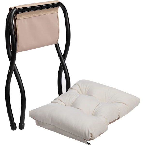 Foldbar Fodskammel, Hvileskammel med Metalben Lille Ottoman Sæde, Hvid (47 x 36 x 36 cm)