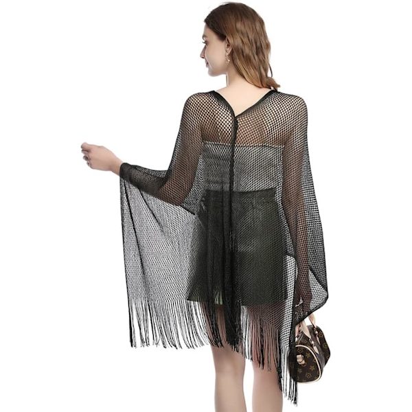 Dame Stole Skjerf Skjerf Glitrende Sjal og Wraps for Aftenkjole Black