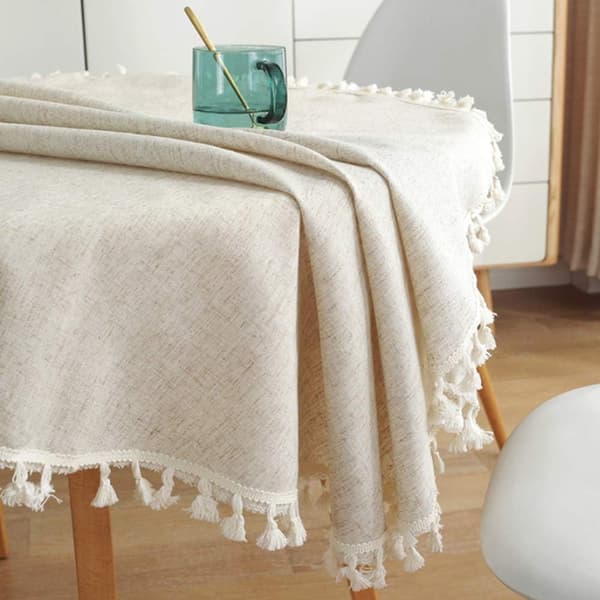 Rundt Bordduk Solid Farge Duskkluter Enkle Duk beige 120CM