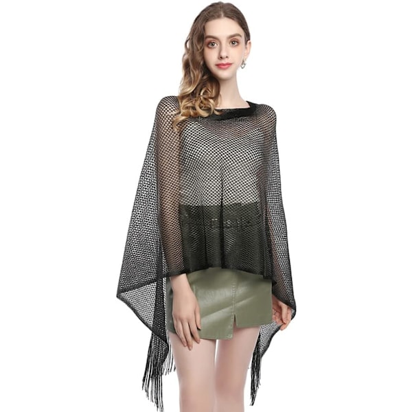 Dame Stole Skjerf Skjerf Glitrende Sjal og Wraps for Aftenkjole Black