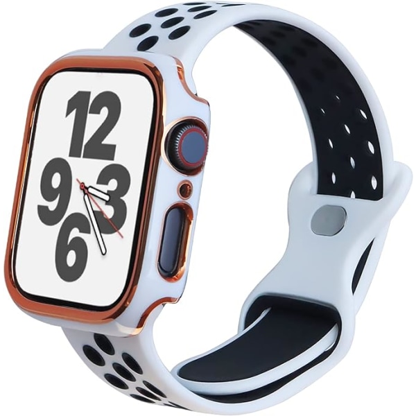 Sportband för Apple Watch Series 8 7,42/44/45/49 mm armband, för sport, skydd, ventilerat silikonersättningsband med flera hål