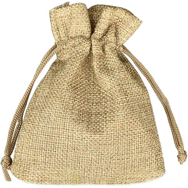100 stk. Juteposer 7x9cm, Genanvendelige Gaveposer, Lærredsposer med Snøre til Smykkegave Fødselsdagsfest Jul Bryllup DIY - Khaki