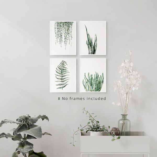 Växttryck Väggkonst Posters Estetisk, Botanisk Väggkonst Canvas Tryck Poster 8x10 Tryck Oinramade Set av 4, Blad Väggkonst Tryck