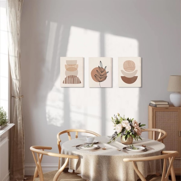 Minimalistisk Boho Väggkonst Set om 3, Modern Väggkonst i Mid-Century Stil, Badrum, Kontor (12\"x16\")