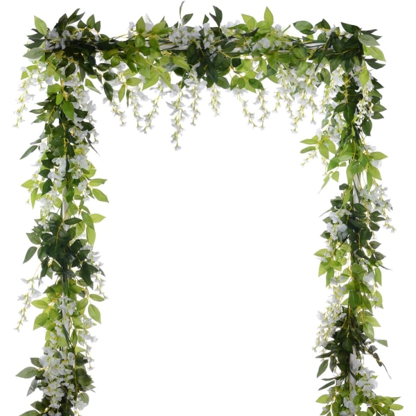 4 kpl 6,6 jalkaa/kpl keinotekoinen wisteria viiniköynnös rottinki silkki roikkuva kukka kotiin puutarhaan ulkoilma seremonia hääkaari kukka koriste White 4Pcs