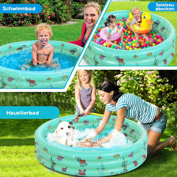 Oppustelig Paddling Pool, Sammenklappelig Oppustelig Swimmingpool, Bærbar Kæledyr Hund Badekar Indendørs Udendørs Vandleg Pool Oppustelig Børnepool (Grøn 150CM)