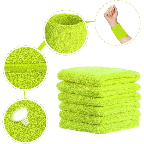 6 kpl Urheilurannekkeet Imuvat Hikinauhat Koripallolle, Urheilulle Fluorescent green