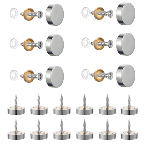 20 st borstade rostfria stålskruvar med dekorativa lock för speglar, bord, plattor, skåp, glaspaneler silver 14 mm