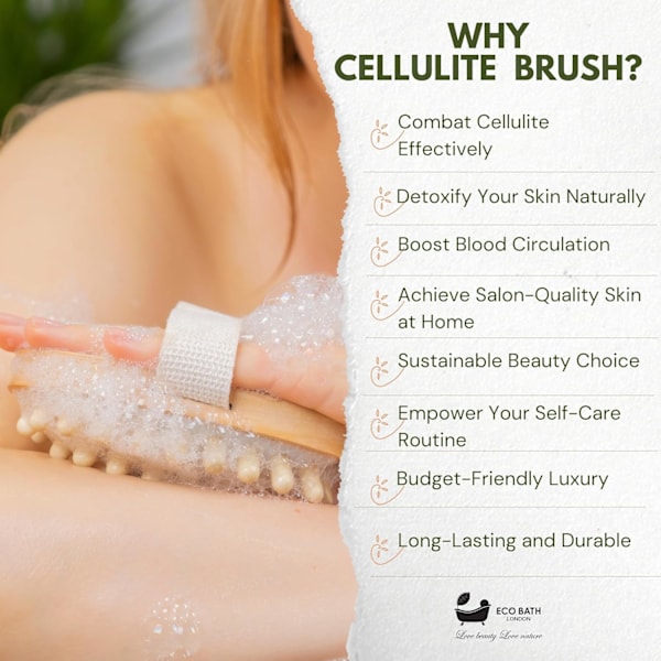 Cellulite Hårbørste - Cellulite Behandlingsbørste, Effektiv Cellulitefjerner og Massager, Træ Eksfolierende Massagebørste