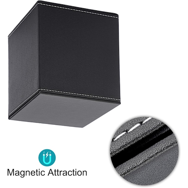 Läder Hushålls Kontors Kubisk Kvadratisk Pappershållare Box Cover Case Servetthållare (Svart Kub)