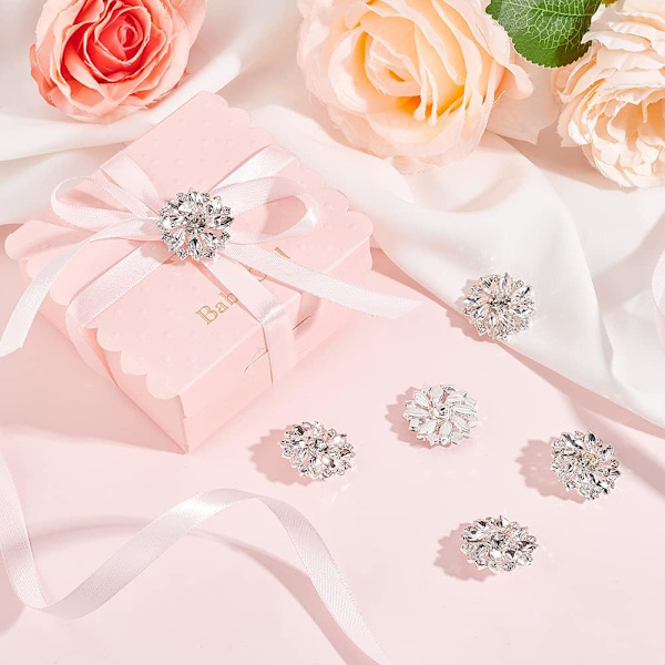 10 stk 28MM Blomst Rhinestone Shank Knapper Krystall Sy På Knapper med 1 Hull og Flat Bakside, Rhinestone Snøfnugg Metallknapper C
