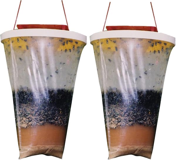 2-pack Flugfälla Utomhus Hängande Flugfångare, Engångs Ranch Flugfälla Fångarpåse med Flugbete, Flugdödare Repeller