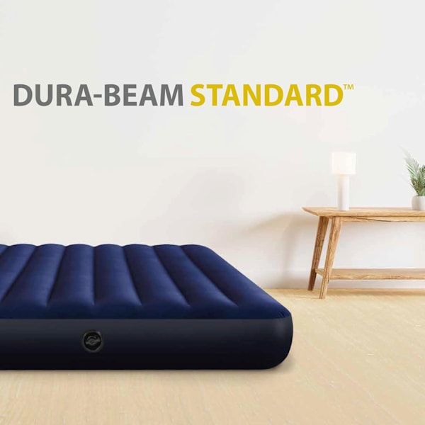 Uppblåsbar Downy AirBed madrass med vattentät flockad yta och Dura-Beam inre struktur, lämplig luftmadrass för resor, Dubbel Double