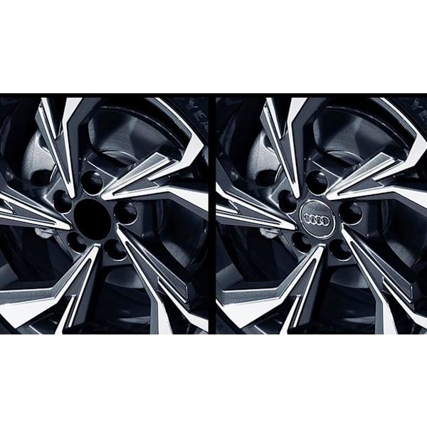 4 kpl auton napahatun suojukset, jotka sopivat Audi 60MM ABS -autokeskiöihin, alumiini + ABS -materiaalista valmistetut pyöränkeskiön suojukset, auton koristetarvikkeet