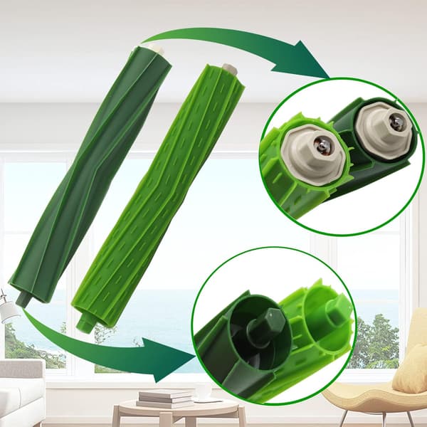 Børsteskiftdele Tilbehør til iRobot I & E & J Serie, Børster Tilbehør til Roomba i7 i7+ i3 i4+ i6 i8 j7+ E5 E7, 4 Gummi Børster